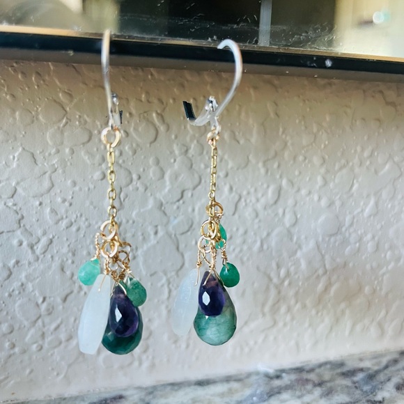 Sundance Emerald Amethyst moonstone earrings - Picture 4 of 7